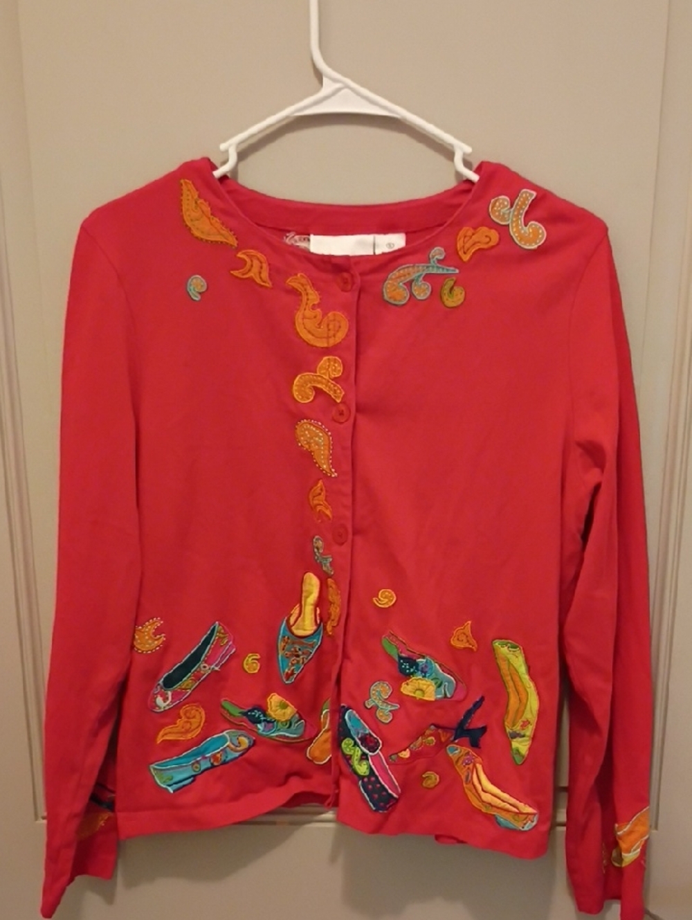 Michael Simon Women's Multicolor Shoe Cardigan Size Small